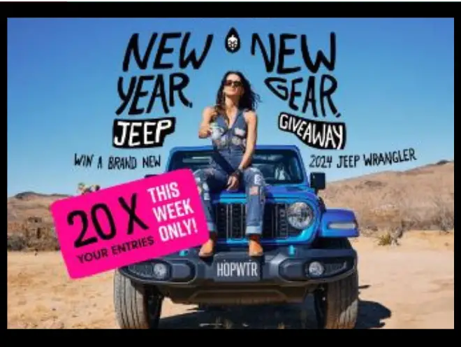 Enter to Win a 2024 Jeep Wrangler and a One-Year Supply of HOPWTR!