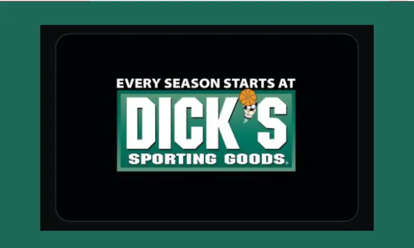 This photo features a Dicks Sporting Goods gift card. The text says "every season starts at Dick's Sporting Goods".