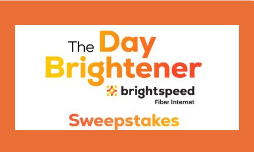 This photo is featured in mainly orange and yellow coloring with the text "The Day Brightener Sweepstakes".