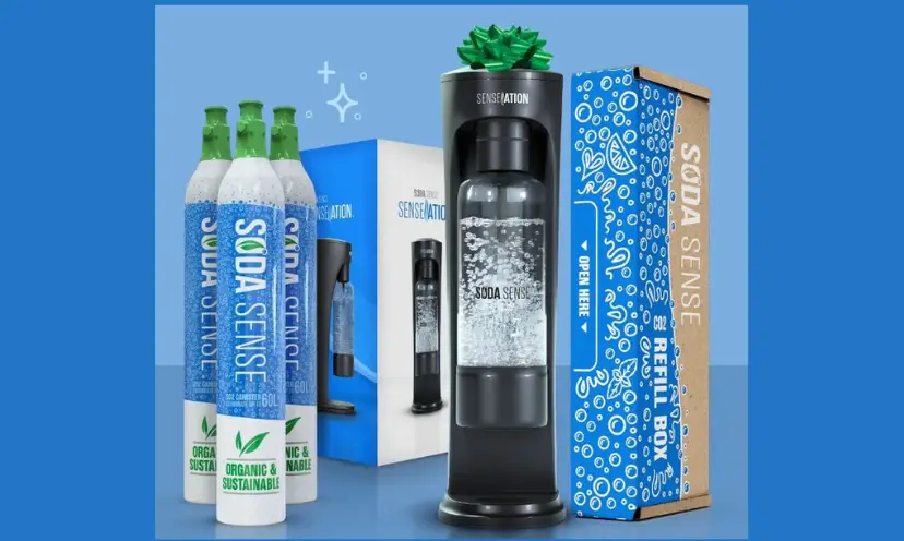 This photo features the entire prize offered here including the sparkling water maker and accessories to make it work! The labels on each item contains lots and lots of bubbles!