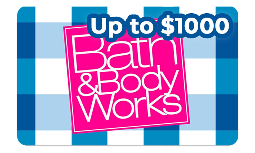 A Bath and Body Works gift card with text "Up to $1000" overlayed