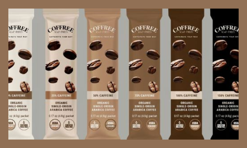 This photo features six packages of various "Coffree" options and packets that are available in this huge giveaway!