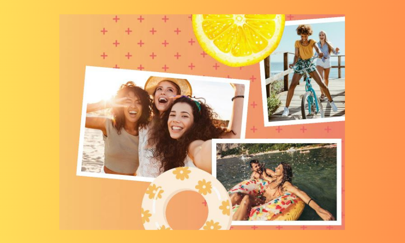 This photo features additional photos that appear to have been taken on fabulous summer adventures. From beach shots to biking to rafting...it's all there and waiting for you to enter and win the opportunity to splurge, for free!