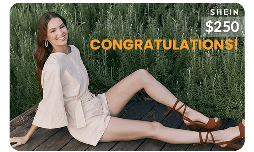 Image of a $250 Shein gift card
