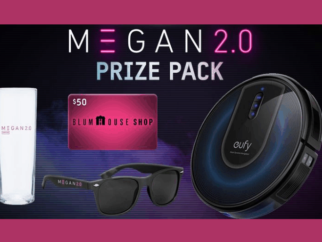 Enter to Win M3GAN Sunglasses, 2.0 Glasses, a Robot Vacuum and a $50 Blumhouse Shop Coupon Code!