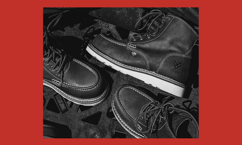 This photo provides a close up image of Hawx boots...with three views...including top, sides and the whole boot!