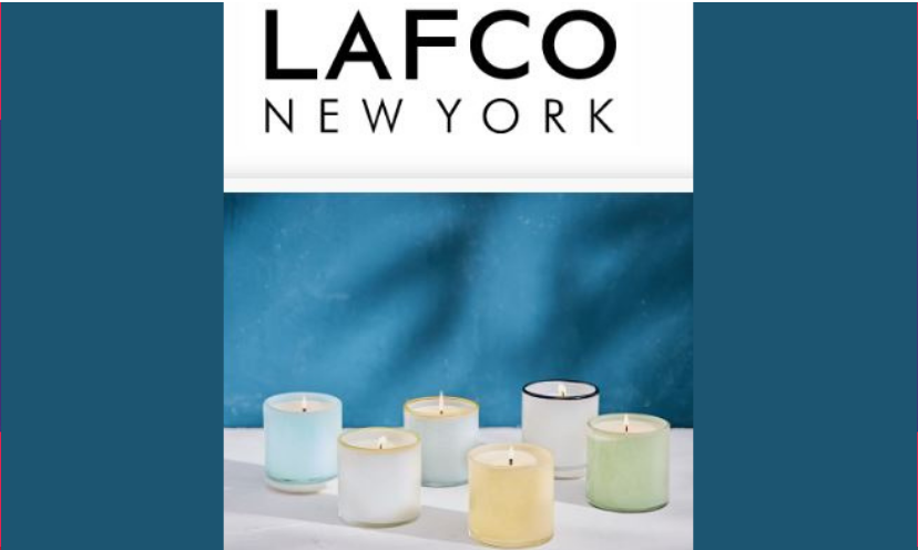 This photo shares the collection of six LAFCO New York Candles that you could win in this giveaway!