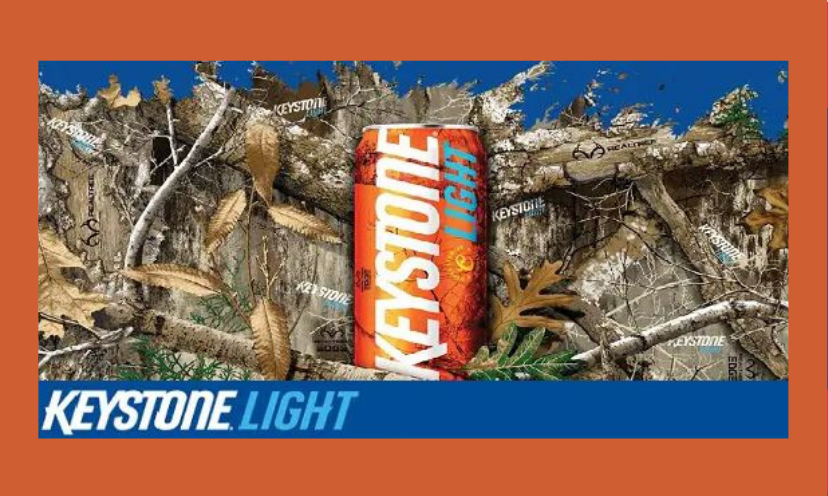 This photo features a can of Keystone Light against an outdoor background that feels like camo...perfect for this hunting themed giveaway!