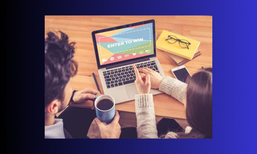 This is a photo of a man and woman strategizing as they enter sweepstakes. Maybe they are discussing their hobbies and how those can help them win!
