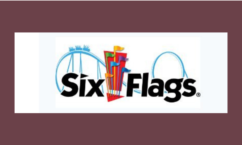 Here we have a colorful photo of a Six Flags amusement park logo...complete with the flags and a simulated rollercoaster!