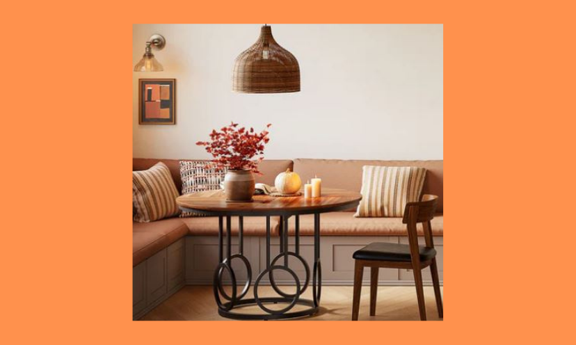 This photo is full of cozy fall touches with the main feature being the beautiful table by Tribesigns offered in this giveaway!