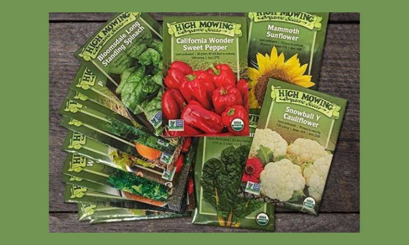 This photo features several packets of "High Mowing" organic seeds...a representation of the ones awarded in this giveaway!