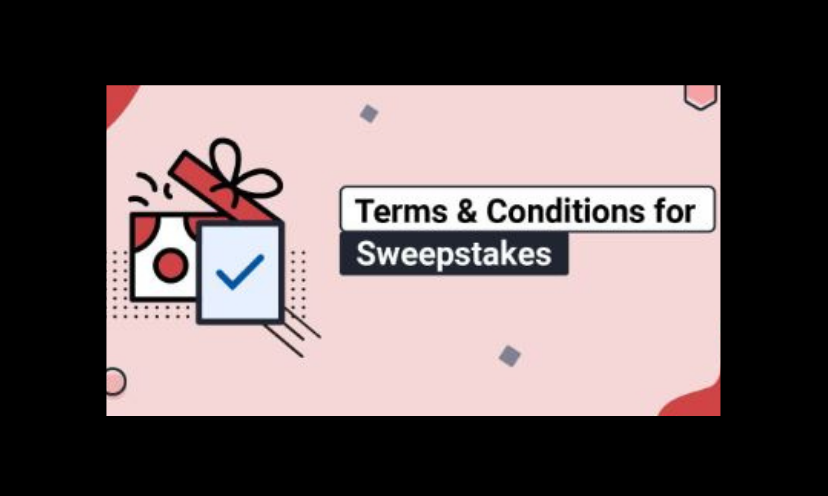 This photo comes with the caption "Terms & conditions for sweepstakes" with a drawing of a gift box beside it.