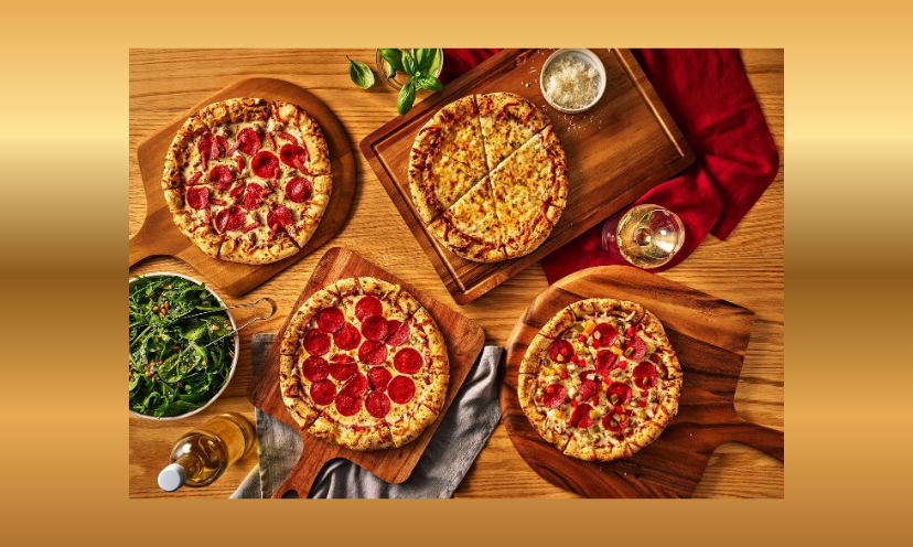 We are focusing on a pizza giveaway and this photo delivers with a wide selection of pizza options. This could be your table if you enter and win!