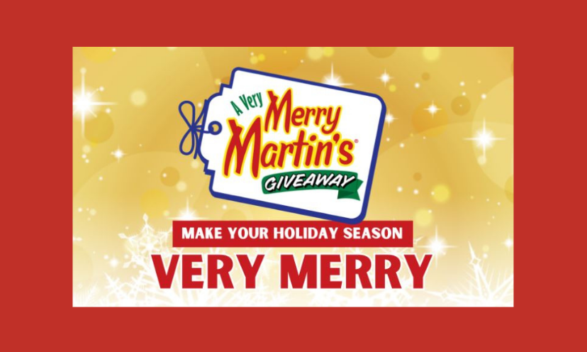 With a golden and starry background this photo shares a gift tag with the wording "a very merry Martin's giveaway" and a caption below that reads "make your holiday season very merry"!