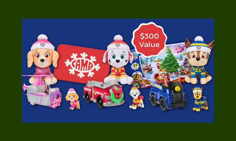 This is a photo of the extensive amount of Paw Patrol toys that will find their way home to one lucky winner this December!