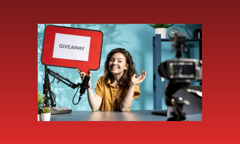 This is a photo of a woman entering a giveaway that requires submitting a photo!