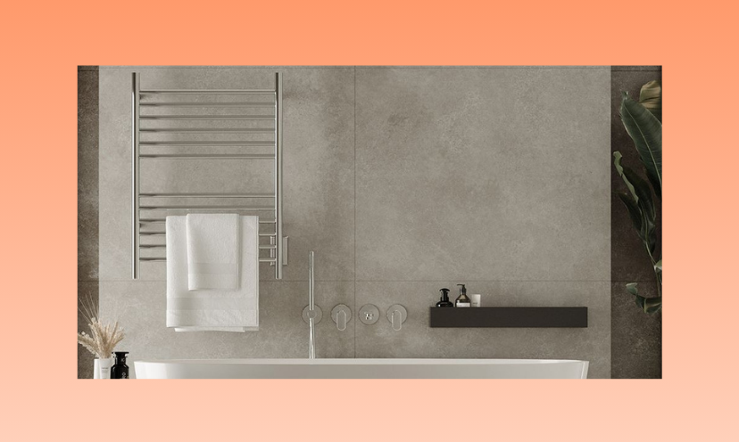 This photo begins with a bathtub and finishes with the sleek towel warmer waiting in reach to keep the chill away...and you could win your choice of several to cozy up your bath time!