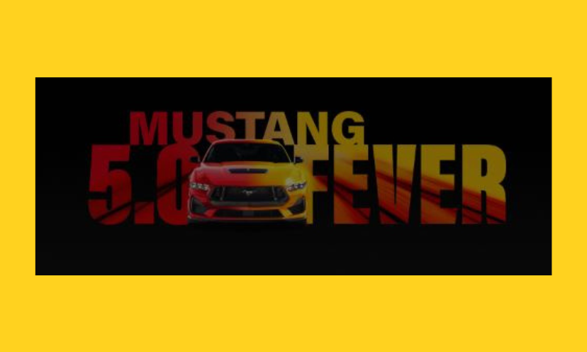 This photo has a Mustang GT featured in the middle of the impressive caption that says "Mustang 5.0 Fever"!
