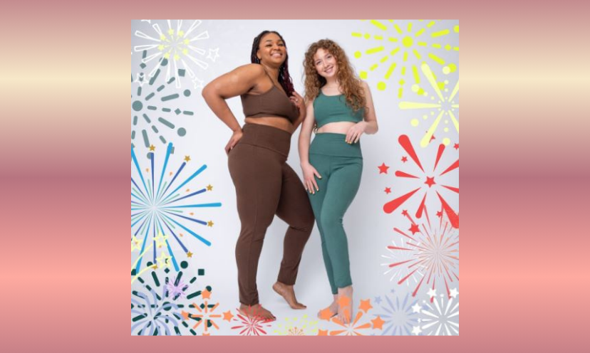 This photo features two young women wearing smoothe and comfortable lounging and workout fashion from sweetskins.com.