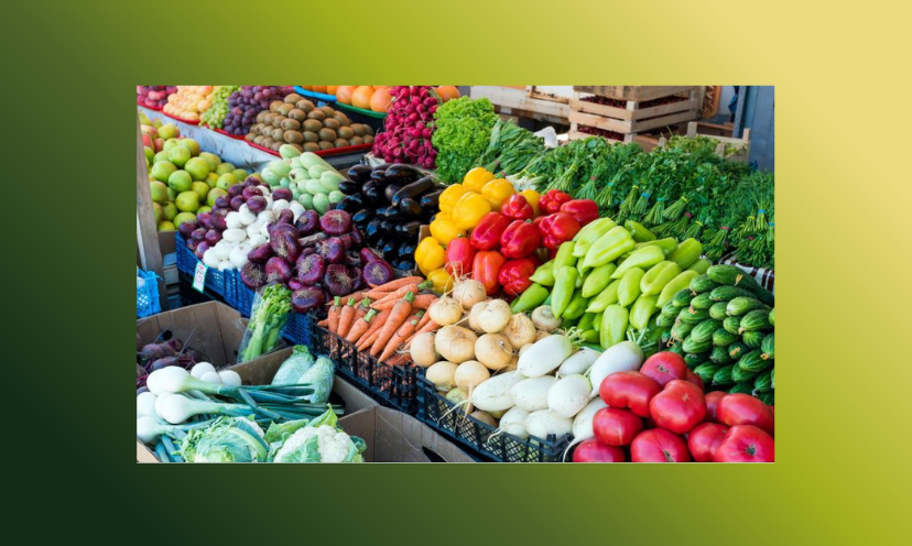 This is a bright and colorful photo of produce found at a local farmers market. Items vary with seasons and availability but this picture provides a great idea of a market shopping experience!