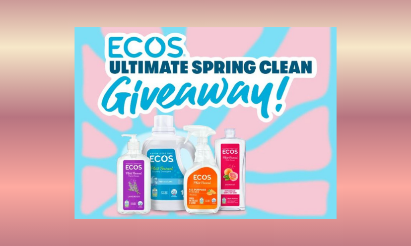 This photo features four bottles of ECOS cleaning products under the caption that says "ECOS Ultimate Spring Clean GIVEAWAY!"