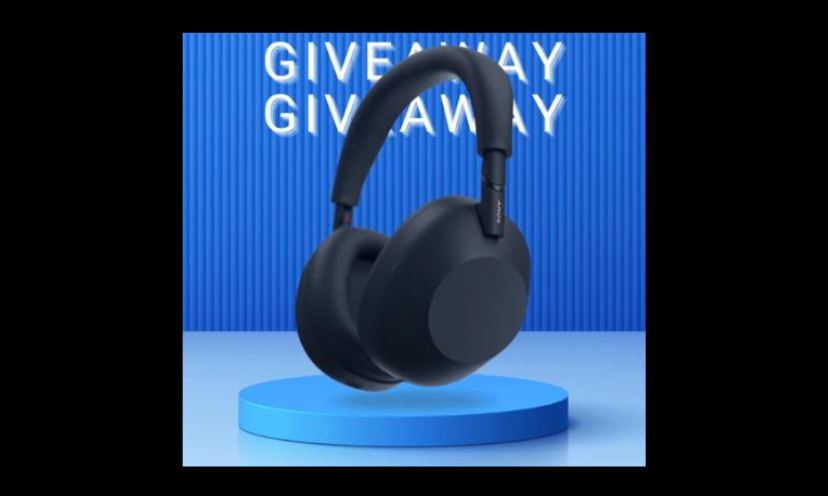 This photo simply features the Sony noise cancelling headphones available in this giveaway...along with the wording "GIVEAWAY" included twice at the top.