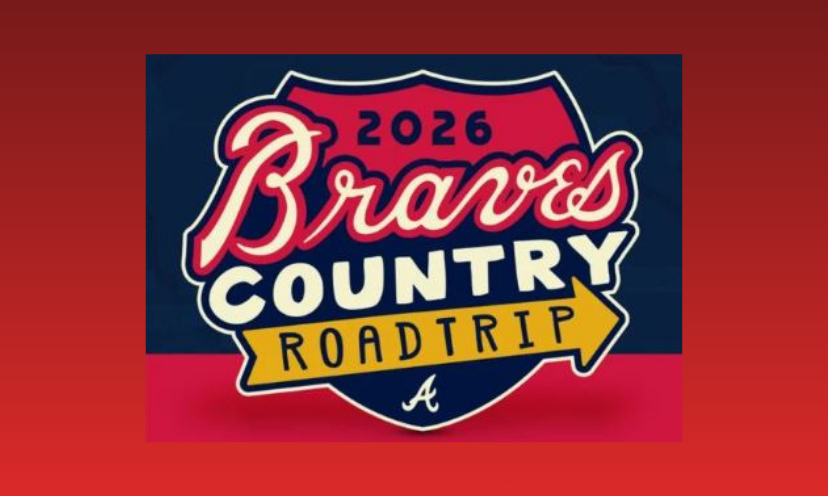 This photo shares a road sign type image that carries the Atlanta Braves logo as well as "2026 Braves country roadtrip"...which is a part of what one winner will receive!