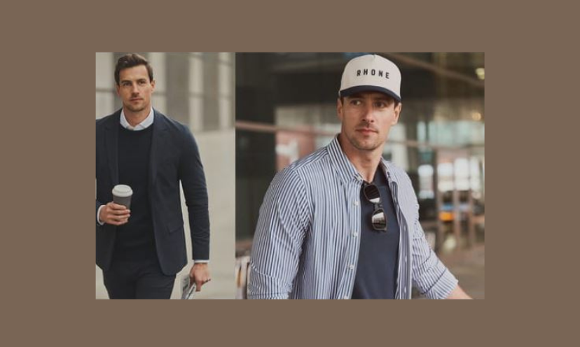 This photo features two men dressed in Rhone fashion. One is dressed for leisure with a ball cap and comfort style clothes and the other appears to be headed to a meeting or someplace a bit more upscale. Enter to win your own gift card for fashion plus a $5,000 check!